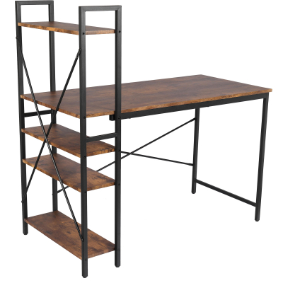 Изображение товара Компьютерный стол ТC 120х120 см с 4 полками, коричневый