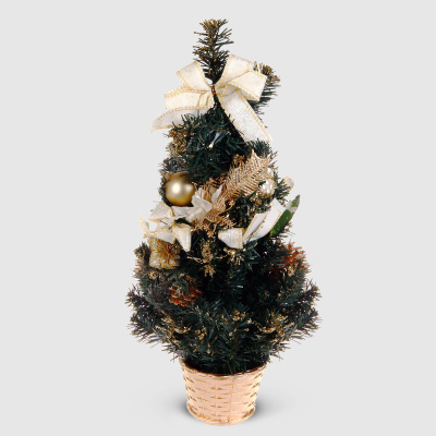 Изображение товара Ель искусственная Guan Arts 35 см с шишками и корзиной