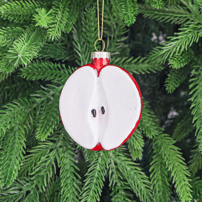 Изображение товара Игрушка ёлочная Yancheng Shiny украшение стеклянное яблоко 4х6,7х8 см