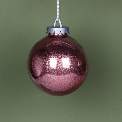 Изображение товара Ёлочный шар с глиттером розовый 15 см Bigdecor новогодние украшения