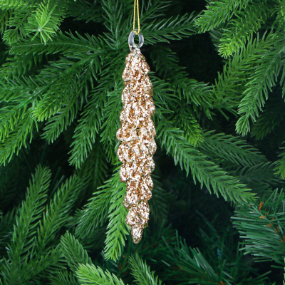 Изображение товара Игрушка ёлочная Yancheng стеклянная сосулька 3х3х14 см