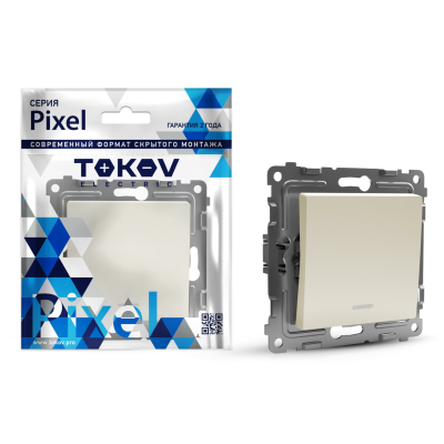 Изображение товара Выключатель одноклавишный с индикатором Tokov Electric Pixel бежевый