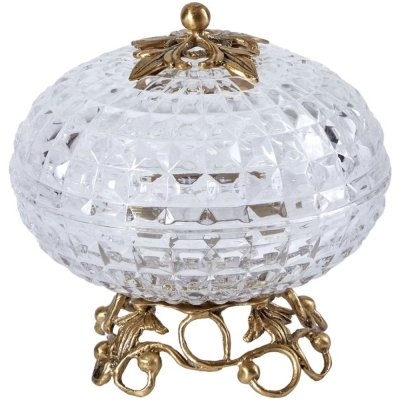 Изображение товара Конфетница Glasar 16x16x15 см из стекла и бронзы для сервировки десертов