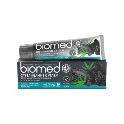 Изображение товара Антибактериальная отбеливающая зубная паста Biomed White Complex Уголь 100 г Изображение товара Антибактериальная отбеливающая зубная паста Biomed White Complex Уголь 100 г