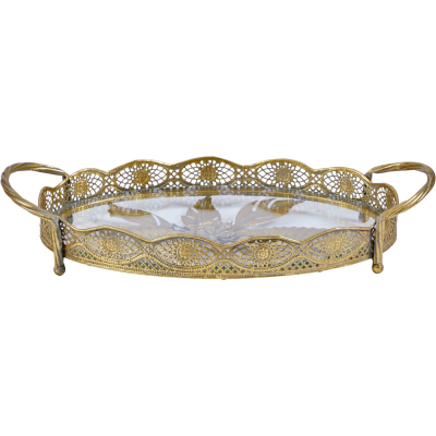 Изображение товара Поднос Glasar со стеклянной поверхностью 44х26х10 см