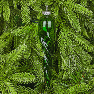 Изображение товара Украшение подвесное Yancheng Shiny сосулька зелёная 4х4х19 см