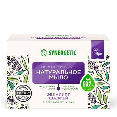 Изображение товара Натуральное туалетное мыло Synergetic Эвкалипт и шалфей 90 г Изображение товара Натуральное туалетное мыло Synergetic Эвкалипт и шалфей 90 г