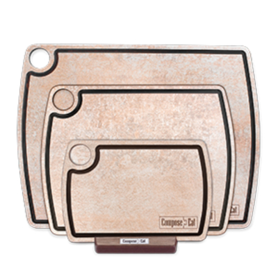 Изображение товара Набор разделочный досок ComposeEat композитный на подставке порфир кремовый 3 предмета