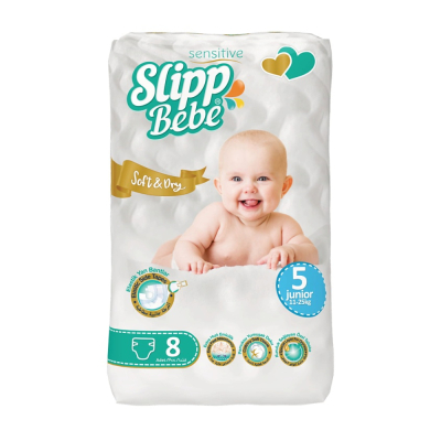 Изображение товара Подгузники Slipp Bebe № 5 для детей 11-25 кг, 8 шт надежная защита и комфорт Изображение товара Подгузники Slipp Bebe № 5 для детей 11-25 кг, 8 шт надежная защита и комфорт