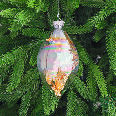 Изображение товара Игрушка ёлочная Yancheng Shiny стеклянный шар 7х14 см с фольгой