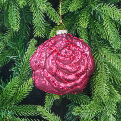 Изображение товара Шар стеклянный Yancheng Shiny бордовый цветок 4,5x10 см