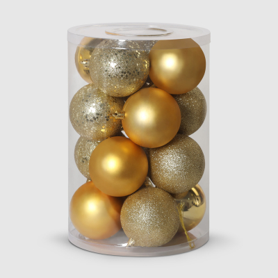 Изображение товара Набор елочных игрушек Linhai jinnuo золотые шары 16 шт