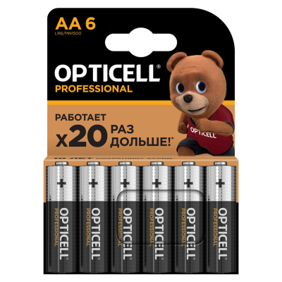 Изображение товара Батарейки Opticell Professional AA 6 шт алкалиновые для устройств длительная работа