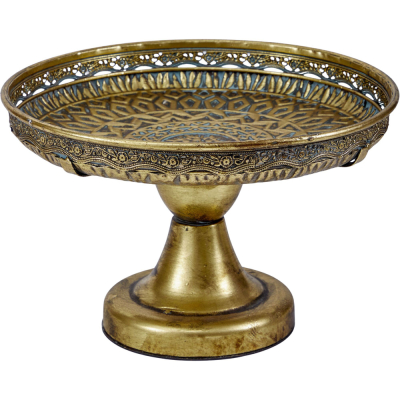 Изображение товара Металлическое блюдо на ножке Glasar Алжир 37х37х23 см в африканском стиле