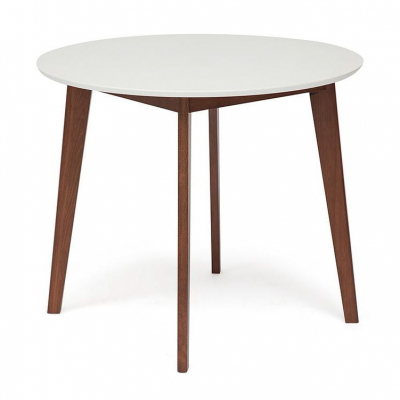 Изображение товара Стол обеденный круглый 90х90х75 см буковый каркас белая столешница МДФ