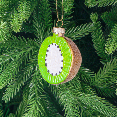 Изображение товара Игрушка ёлочная Yancheng Shiny украшение стеклянное киви 5,5х3,4х6,7 см