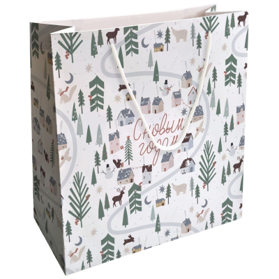 Изображение товара Подарочный пакет Be Smart Village белый 32х32 см яркая печать