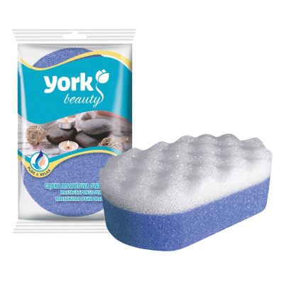 Изображение товара Двусторонняя овальная губка York для тела мягкая и пористая