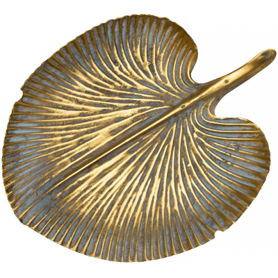 Изображение товара Декоративное блюдо Glasar Лист 25x20x4 см золотистое, железо