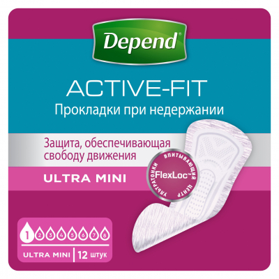 Изображение товара Урологические прокладки Depend Ultra Mini Liner при недержании 12 шт