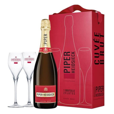 Изображение товара Подарочный набор шампанского Piper-Heidsieck Brut с бокалами 0.75л