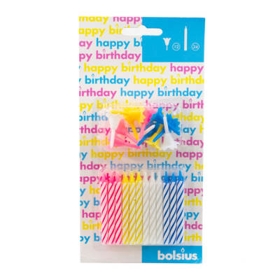 Изображение товара Свечи для торта Bolsius 24 шт с держателями простые и яркие