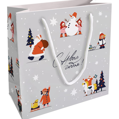 Изображение товара Подарочный пакет Be Smart Village серый 20х20 см стильный упаковочный аксессуар