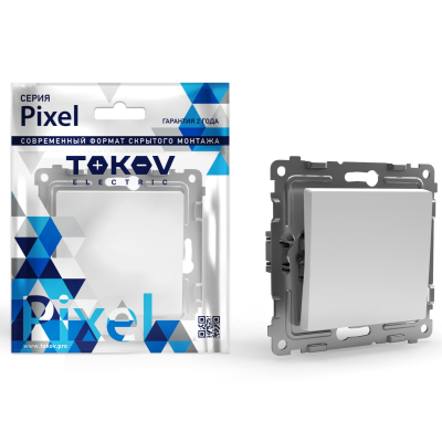 Изображение товара Переключатель Tokov Electric Pixel проходной одноклавишный белый Изображение товара Переключатель Tokov Electric Pixel проходной одноклавишный белый