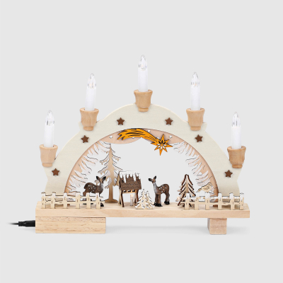 Изображение товара Новогодний подсвечник Chuangying craft 10942YB бежевый 35х5х27 см фигура