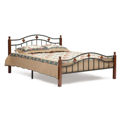 Изображение товара Кровать металлическая двуспальная с натуральным деревом и металлом