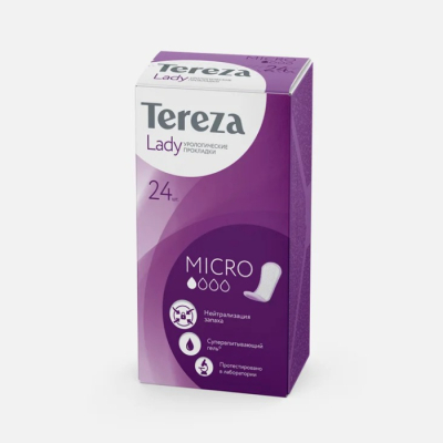Изображение товара Прокладки TerezaMed Tereza Lady Micro урологические 24 шт для женщин защиты и нейтрализации запахов Изображение товара Прокладки TerezaMed Tereza Lady Micro урологические 24 шт для женщин защиты и нейтрализации запахов