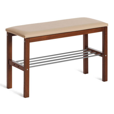 Изображение товара Банкетка TC темный орех с экокожей бежевая 67х31х49 см