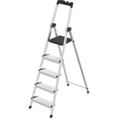 Изображение товара Алюминиевая стремянка Zalger 5 ступеней с лотком, рабочая высота 285 см