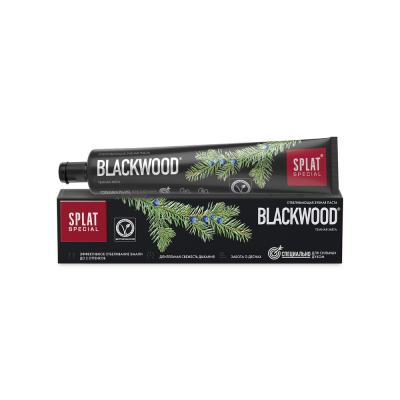 Изображение товара Отбеливающая черная зубная паста SPLAT Special BLACKWOOD 75 мл с углем и можжевельником Изображение товара Отбеливающая черная зубная паста SPLAT Special BLACKWOOD 75 мл с углем и можжевельником