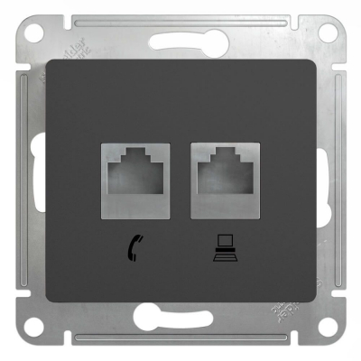 Изображение товара Розетка двойная Schneider Electric Glossa RJ45 + RJ11 антрацит