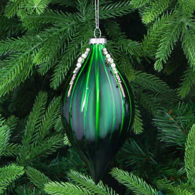 Изображение товара Ёлочная игрушка Yancheng зелёная 8х16 см с бисером