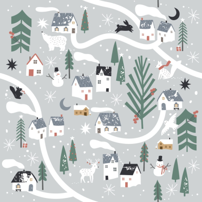 Изображение товара  Бумага для подарочной упаковки Be Smart Village, серый 70х100 см