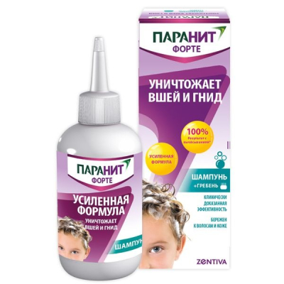 Изображение товара Шампунь Лактацид Паранит форте усиленная формула 100 мл для борьбы с вшами гнидами