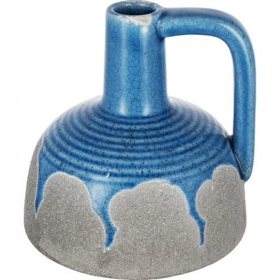 Изображение товара Ваза Glasar с ручкой голубая 16х16х17 см керамика стильный декор