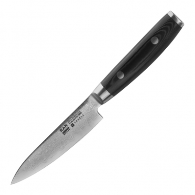 Изображение товара Поварской нож Yaxell Ran YA36002 12 см японская сталь VG10, дамасская, микарта Изображение товара Поварской нож Yaxell Ran YA36002 12 см японская сталь VG10, дамасская, микарта