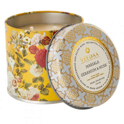 Изображение товара Ароматическая свеча Veedaa Marsala Geranium & Musk в жестяной банке