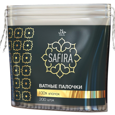 Изображение товара Ватные палочки Safira 200 шт в пакете для личной гигиены и косметики Изображение товара Ватные палочки Safira 200 шт в пакете для личной гигиены и косметики