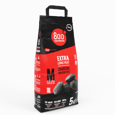 Изображение товара Уголь брикеты 800 Degrees Долгое Горение, мешок 5 кг