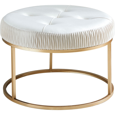 Изображение товара Пуф Glasar бежевый с металлическим каркасом золотистого цвета 61x61x43 см