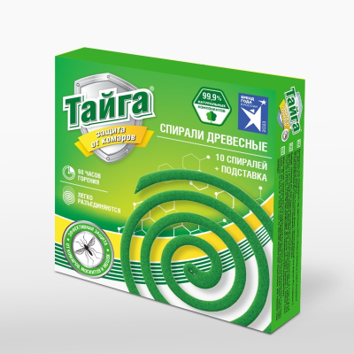 Изображение товара Спираль от комаров Тайга древесная - эффект защиты от насекомых Изображение товара Спираль от комаров Тайга древесная - эффект защиты от насекомых