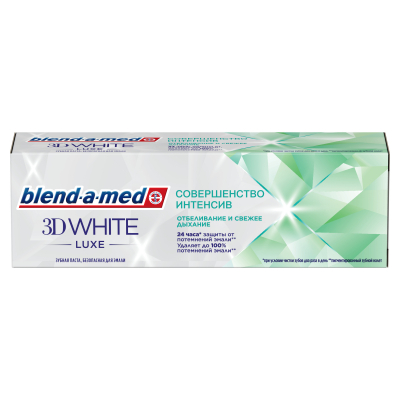 Изображение товара Зубная паста Blend-a-med 3D White Luxe Совершенство Интенсив для отбеливания и защиты от потемнений эмали, прохладная мята, 75 мл