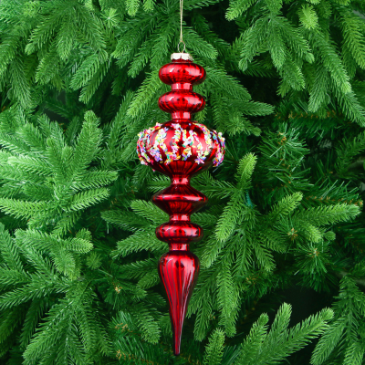 Изображение товара Стеклянная елочная игрушка капля красная подвесная 9 см Yancheng Shiny