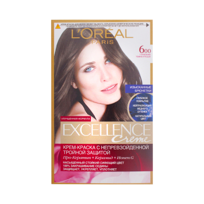 Изображение товара Краска для волос L'Oreal Excellence Creme 6 Темно-русый Изображение товара Краска для волос L'Oreal Excellence Creme 6 Темно-русый