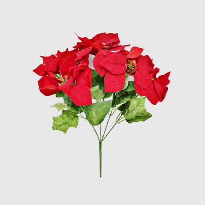 Изображение товара Искусственный букет из пуансетии Конэко-О красный 10 см 1 шт