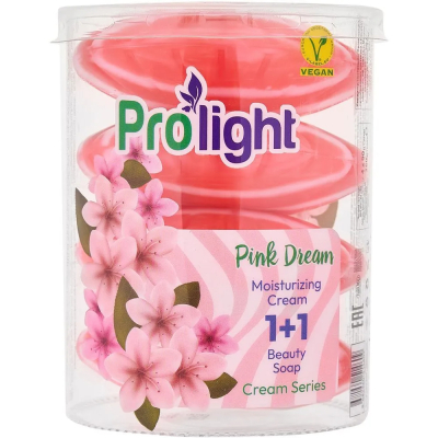 Изображение товара Мыло туалетное с увлажняющим кремом PROLIGHT Розовая мечта 4Х90 г Изображение товара Мыло туалетное с увлажняющим кремом PROLIGHT Розовая мечта 4Х90 г